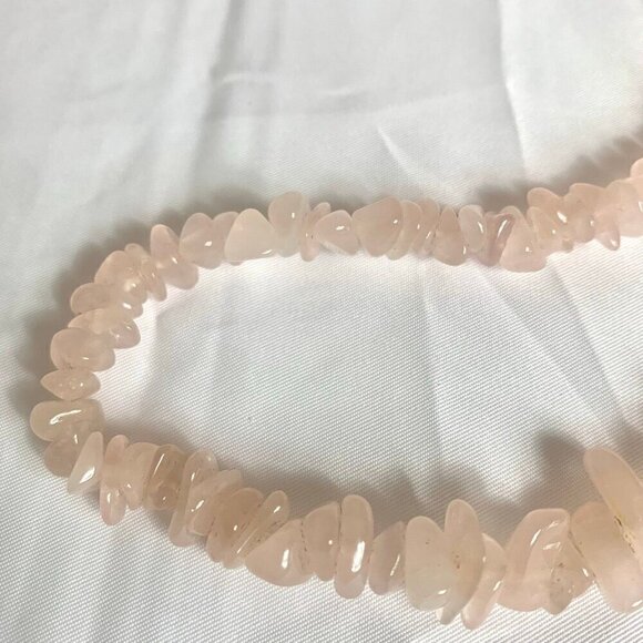 Vintage 70s Rose Quartz Crystal Chip Necklace 18 Inch - Picture 3 of 5